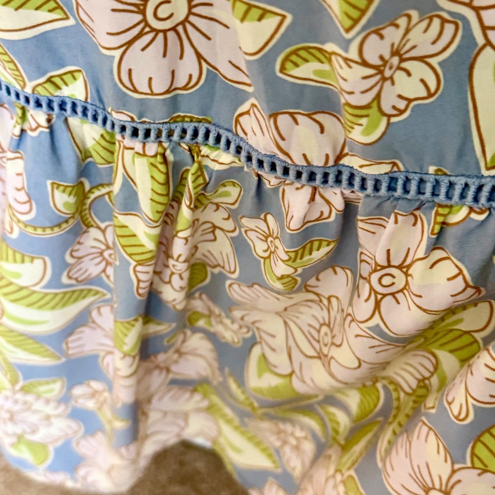 Matilda Jane Floral Smocked Maxi Dress Blue Pink‎ Flutter Sleeve Women Size M - Picture 6 of 12